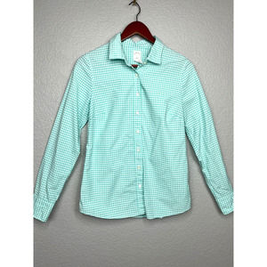 J.Crew Size 2 Mint Green Gingham Check "The Perfect Shirt" Button Up Shirt